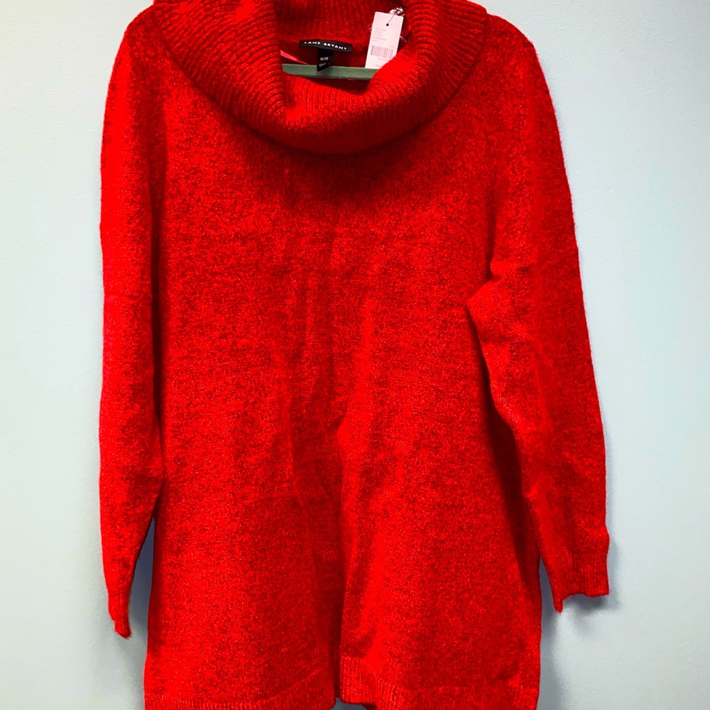 NWT Lane Bryant Red Sweater Women Acrylic Long Sleeve Cowl Neck Plus Size 18/20